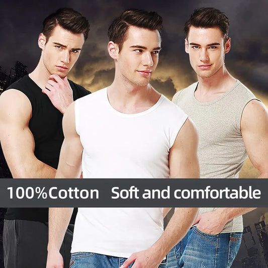 Men Vest Pure Cotton Bodybuilding Motion Outerwear Sweatshirt Undershirt - TaMNz