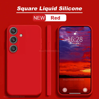 S24 S23 S22 Ultra Case Square Liquid Silicone Phone Cases For Samsung Galaxy S24 S 24 S23 S22 Ultra Plus S24Ultra Soft TPU Cover