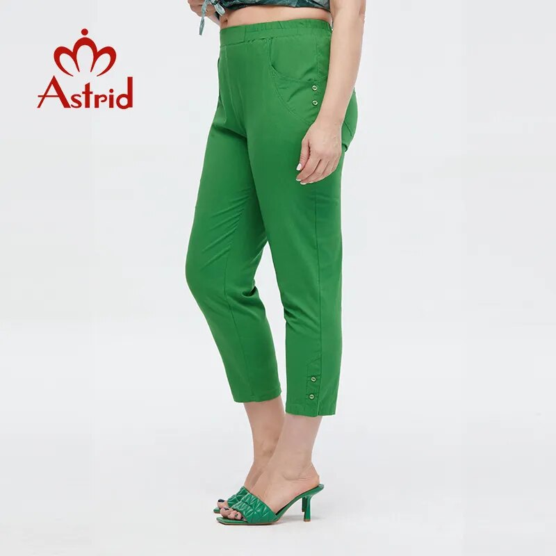 Astrid Summer Women's Pants 2023 Cotton Capri fashion classic Solid trouser Female Oversize office Clothing Trends for women - TaMNz