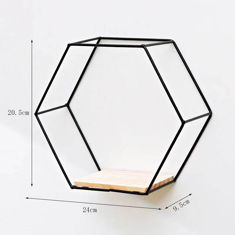 Floating Wall Shelf Sundries Storage Holder Living Room Home Decoration Wall Mounted Hexagon Shelf Handicraft Display Rack - Tamnz