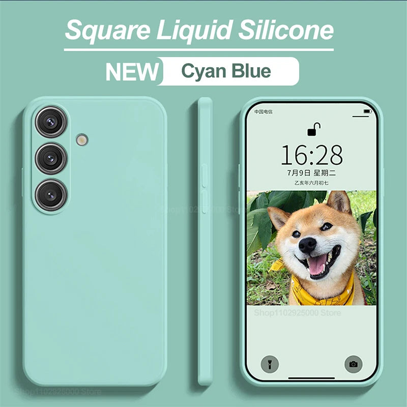 S24 S23 S22 Ultra Case Square Liquid Silicone Phone Cases For Samsung Galaxy S24 S 24 S23 S22 Ultra Plus S24Ultra Soft TPU Cover