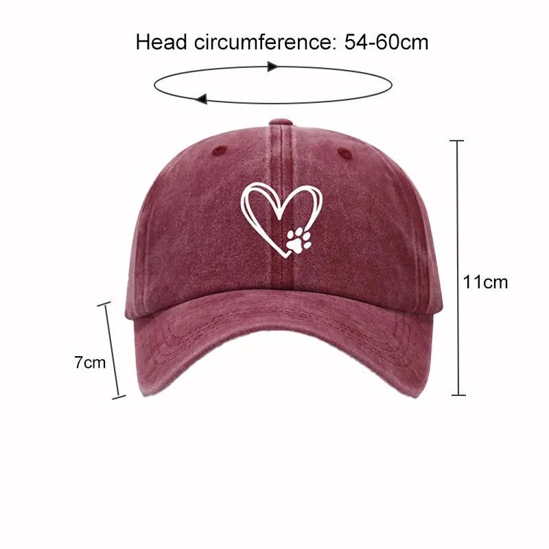 Retro Trendy and Fashionable Love Printed Baseball Cap Summer Sun Protection Cap Outdoor Sports Washed Duckbill Cap