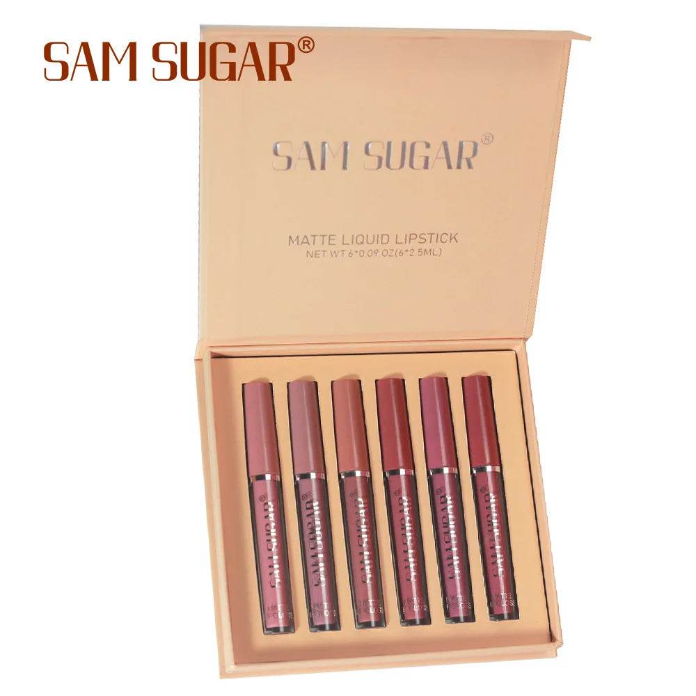 SAM SUGAR Long-Lasting Waterproof Non-stick Cup sexy colors Matte Mist Top 6 Lip gloss set Easy Color silky texture Lip glaze - Tamnz