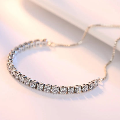 925 Sterling Silver Bracelet Love Elegant Zircon Tennis  Crystal Chain for Women Fashion Noble Engagement Wedding Glam