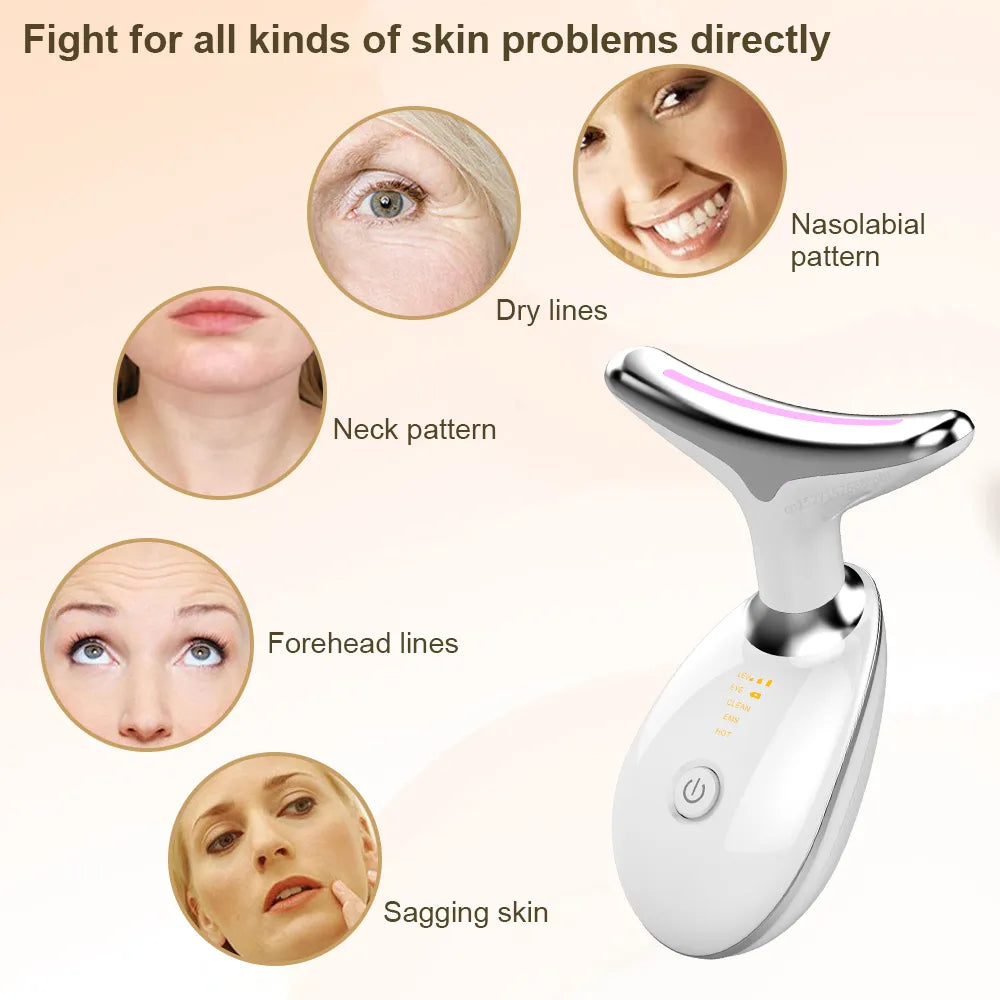 Neck Face Beauty Device EMS Neck Face Lifting Massager Skin Tighten Device LED Photon Therapy Anti Wrinkle Double Chin Remover - TaMNz