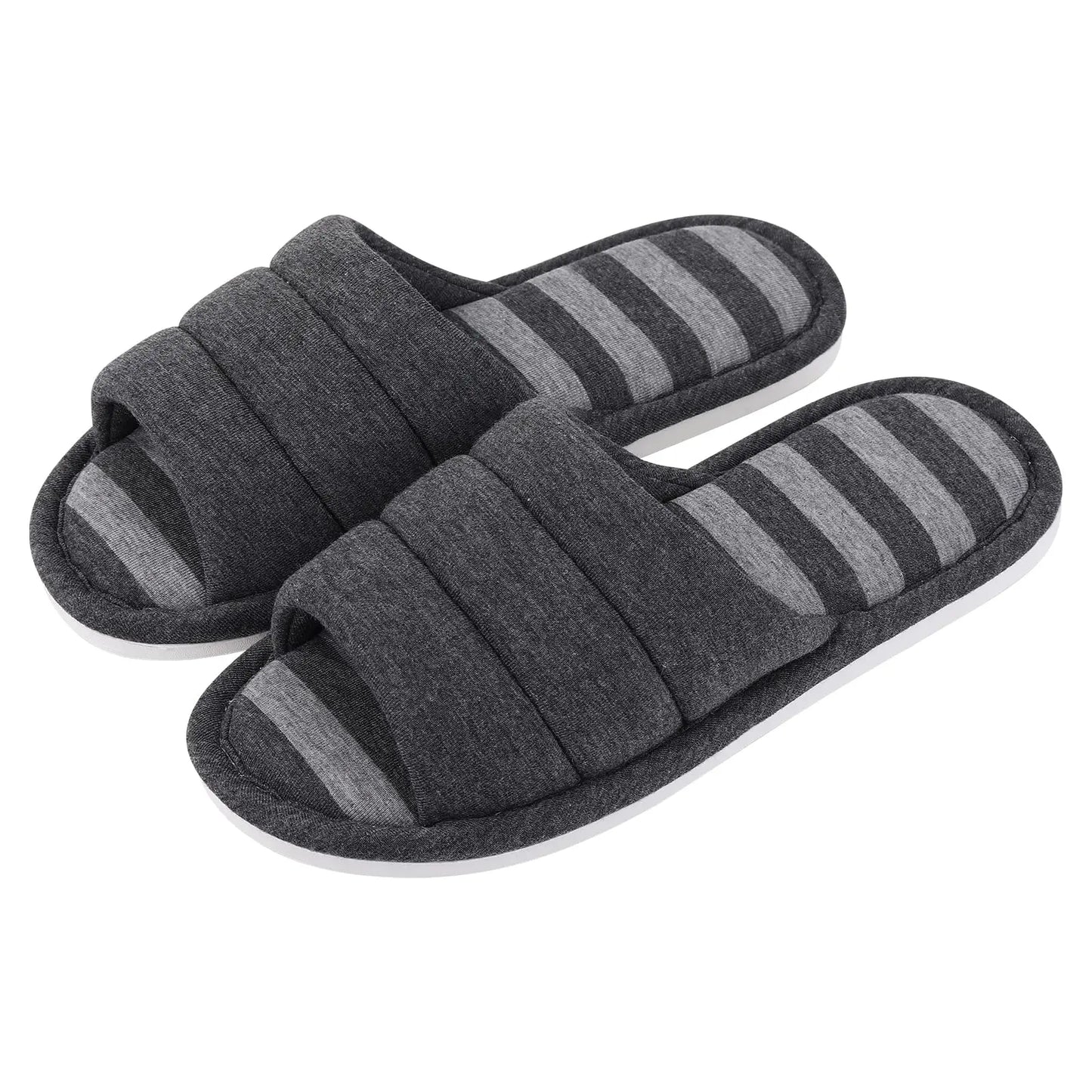 Comwarm Four Seasons Flats Slippers Open Toe House Slippers For Women Men Soft Cotton Indoor Shoes Memory Foam bedroom Slippers - Tamnz