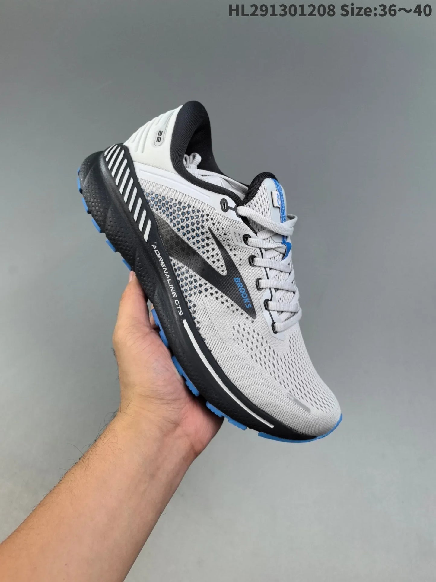 BROOKS Adrenaline GTS 22 Running Shoes Alloy Grey Black Men Long-Distance Road Sport Training Casual Sneakers