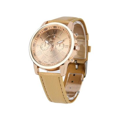 Women's Watch Roman Numerals Faux Leather Analog Quartz Watch Elegant woman watch Leather Strap  Alloy ladies watch reloj