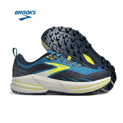 BROOKS Cascadia 16 Running Shoes Titan Blue Dark Night Blue Volt Men Women Long-Distance Road Sport Training Casual Sneakers