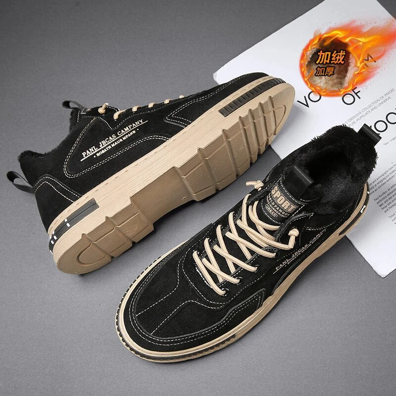 Winter Mid-top Cotton Shoes Board Shoes Outdoor Walking Casual Sneakers Comfortable Trend Shoes - TaMNz