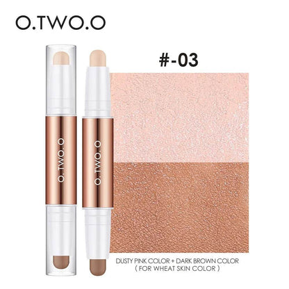 O.TWO.O Contour Stick Double Heads Contour Waterproof Matte Finish Highlighters Clavicle Shadow Pen Face 3D Highlight Concealer - Tamnz