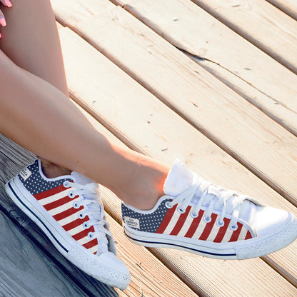 Patriotic MAGA Canvas Sneakers: Perfect for Women’s 4th of July Celebrations - TaMNz