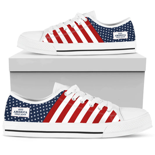 Patriotic MAGA Canvas Sneakers: Perfect for Women’s 4th of July Celebrations - TaMNz