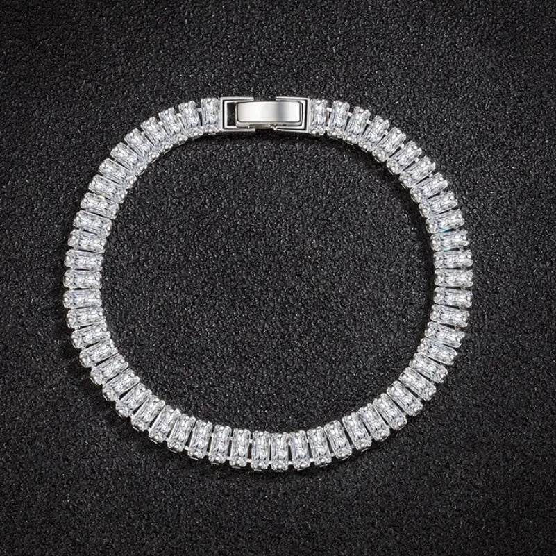 luxury designer 925 Sterling Silver fine Crystal Bracelet For Women fashion Jewelry Engagement Wedding Glamour 18CM - Tamnz