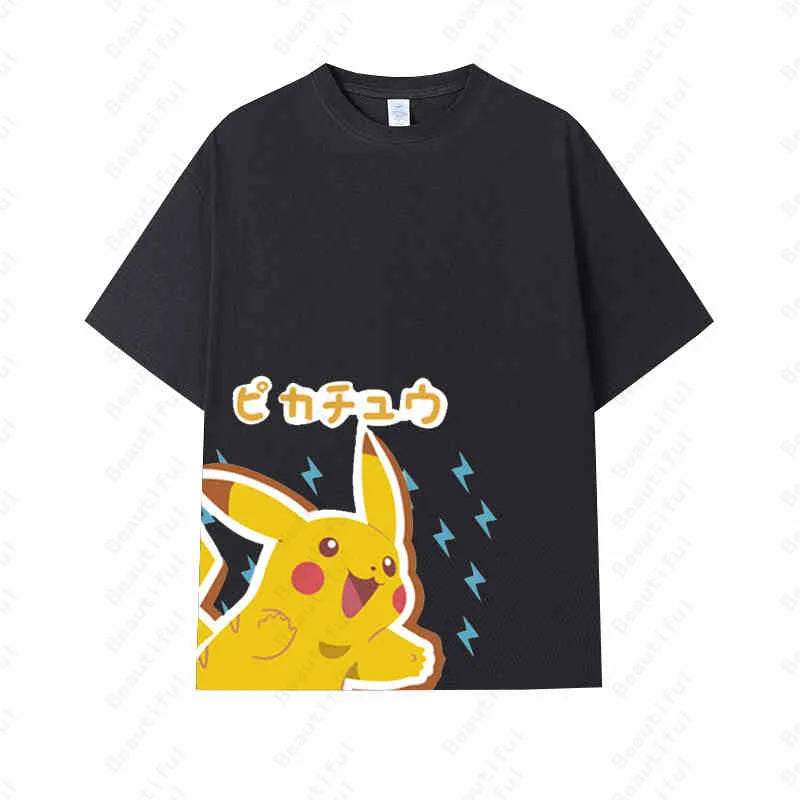 （Miniso） Summer Women Cotton Oversized Tshirt Pikachu Women Clothes Tshirt New Pokemon Cotton Tshirt Women Streetwear T Shirt