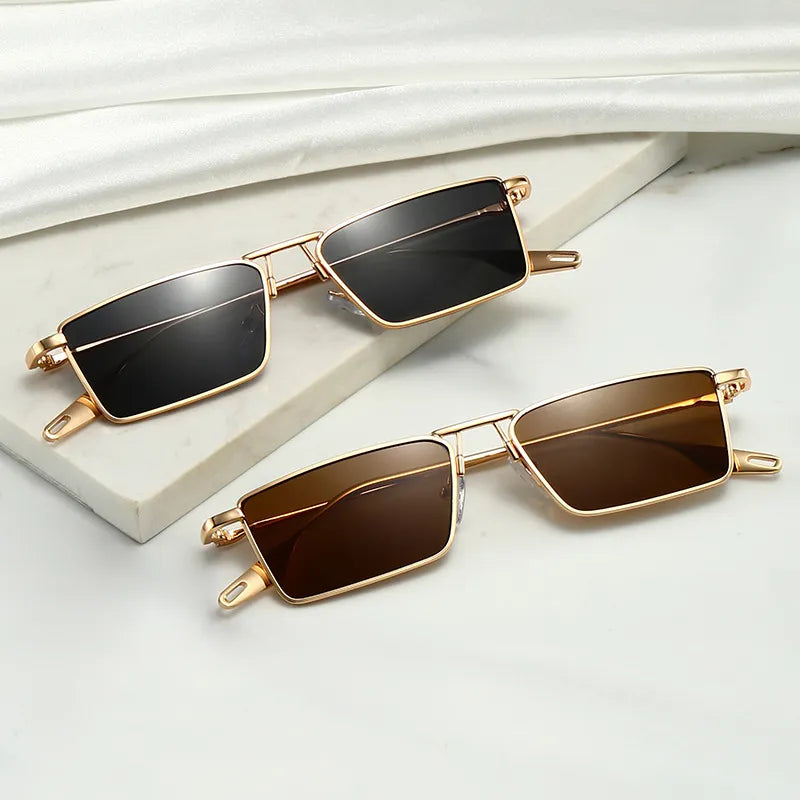 Sunglasses Retro Small Metal Frame Candy Colors Vintage Rectangle - TaMNz