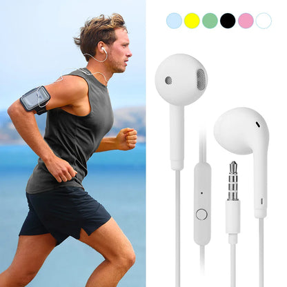 Universal 3.5mm Stereo In-Ear Headphones Sport Music Earbud Handfree Wired Headset Earphones with Mic - TaMNz