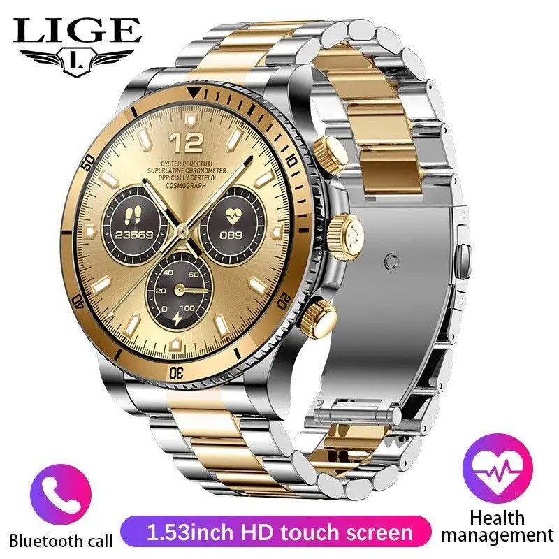 LIGE AI Voice Control Smart Watch Men Outdoor Sport Fitness Bracelet Bluetooth Call Heart Rate Blood Pressure Tracker Smartwatch - Tamnz