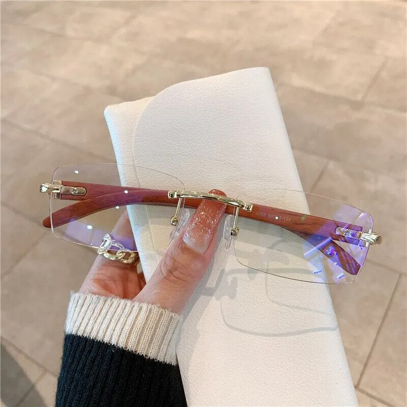 Rectangle Fashion Rimless Sunglasses Frameless Retro Vintage Trendy - TaMNz