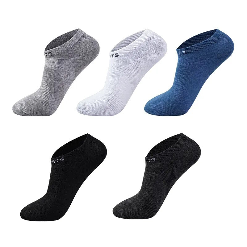 5 Pairs Men Ankle Socks Breathable Cotton Sports Mesh Casual Athletic Summer Thin Cut - TaMNz