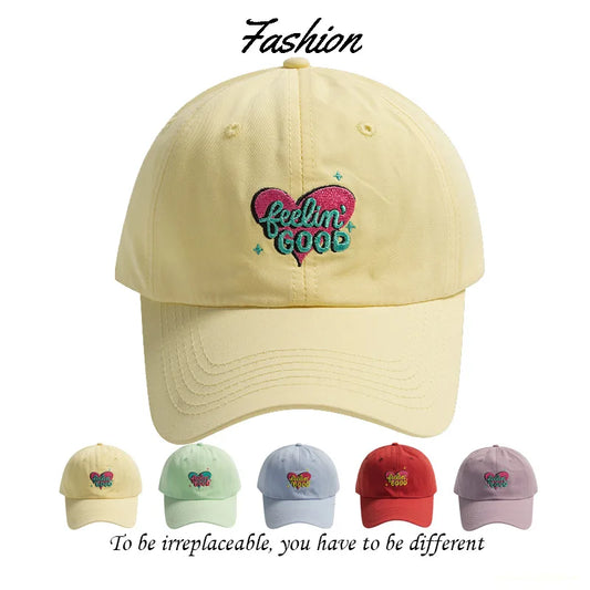 Japanese Fresh Literary Baseball Cap Cute Love Embroidery Sweet Girl Korean Version Versatile Fashion Ins Sunshade Sun Hat Women