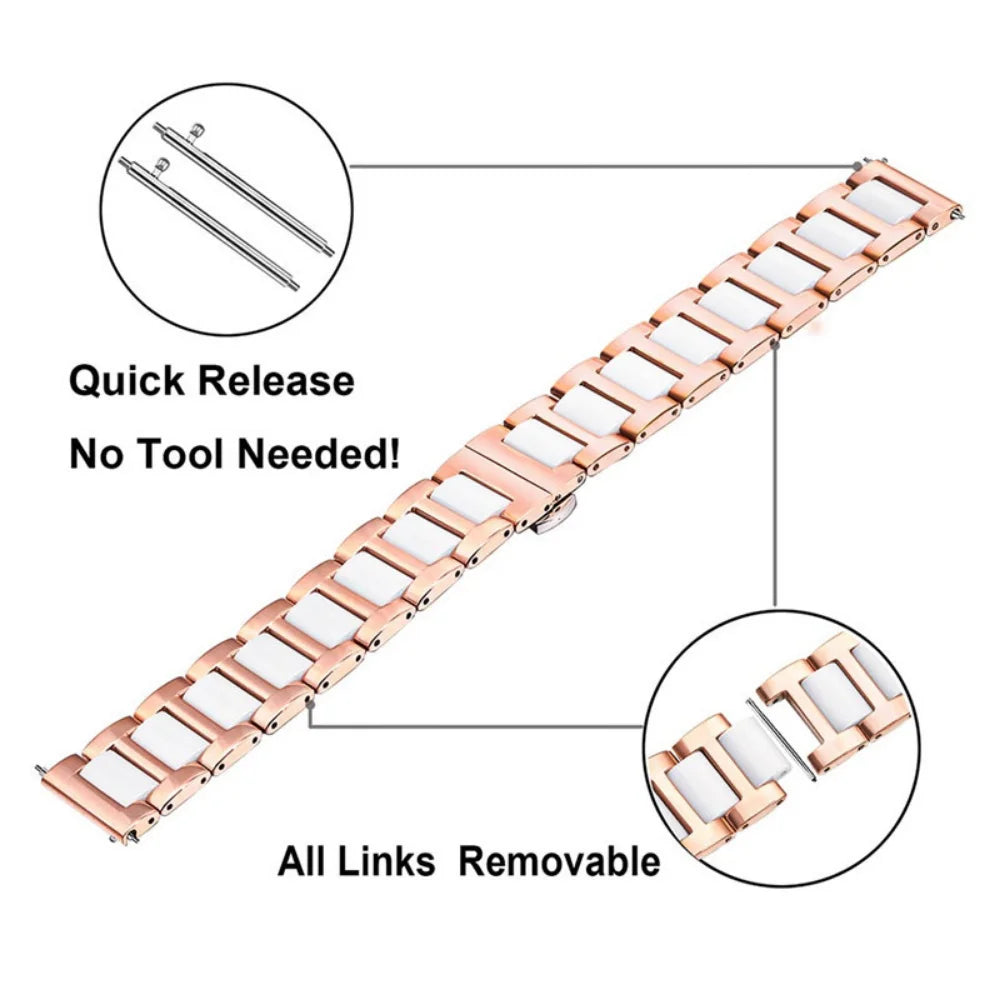 20mm 22mm Ceramic Strap for Samsung Galaxy Watch 6/5/4/3/Gear S3/Active 2/Huawei Watch GT 4/Pro/2/3 Metal Band Amazfit GTR/GTS 4