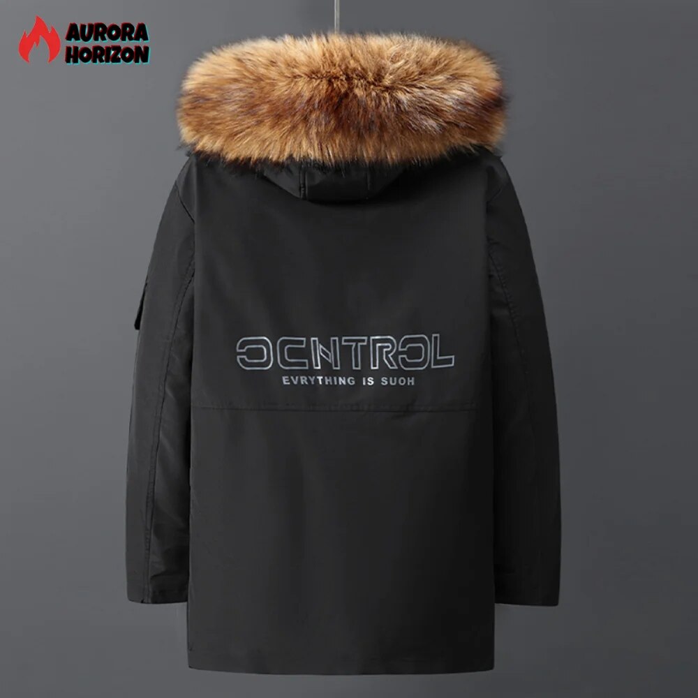 AuroraHorizon Plus Size 10XL Parkas Winter Fur Collar Jackets Men Thickened Warm Hooded Coats Outerwear Removable Liner Jacket - TaMNz
