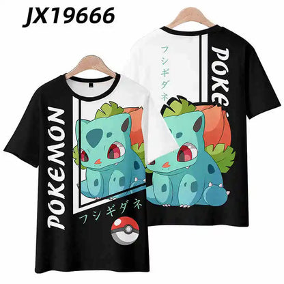 2024 Pokémon Womens T-Shirts Tops Pokemon 3d Print T Shirt Trendy Summer Casual Short Sleeve Pikachu Cute Daily Clothing Tee New