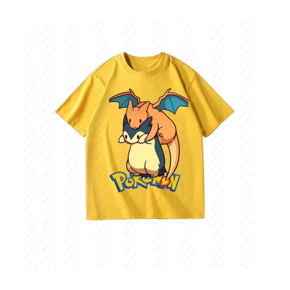 （Miniso）Pokemon Fashion Short Sleeve Summer Men Women Couple Cotton Cartoon T-Shirt Short Sleeve Cotton Y2K Style Women T-shirts