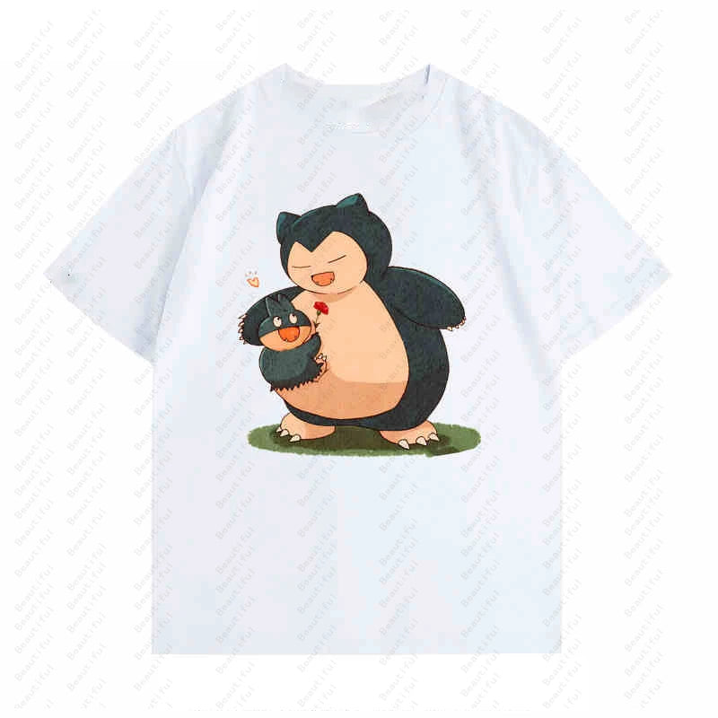 Pokemon Kabi Little Kabi Beast Cartoon Q Version Cute Couple Short-Sleeved T-Shirt Summer Men And Women Cotton Top T-Shirts