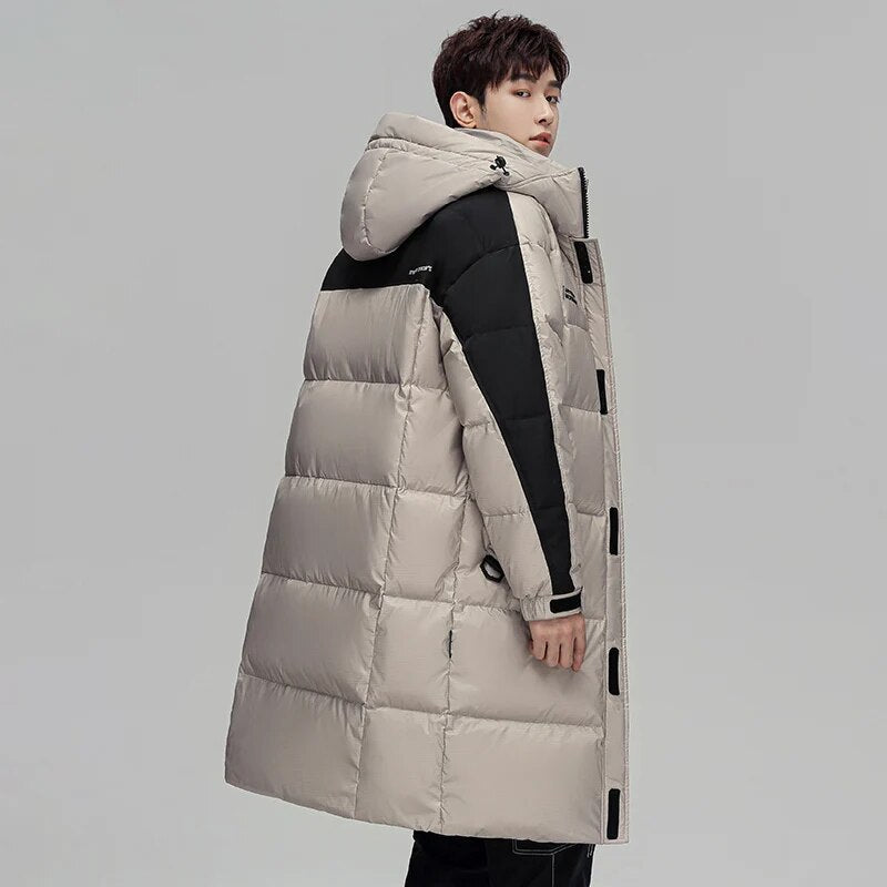 Men's Winter Long Style Down Jacket Hooded Thicken Warm Couple Snow Wear Parkas Harajuku Comfortable Loose Coat Fashion Clothes - TaMNz