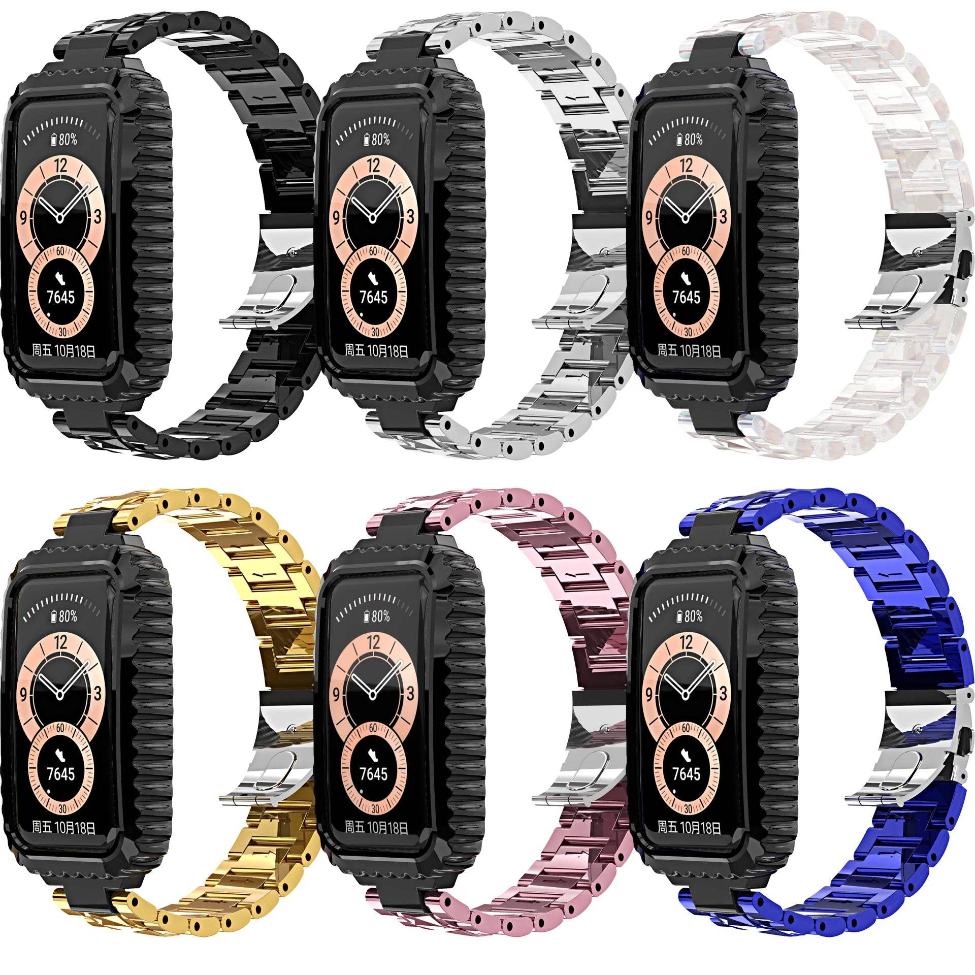 Glacier strap For Huawei Band 6/honor Band 6 Electroplated PC one piece strap silicone case for Huawei band 6 pro bracelet belt - Tamnz