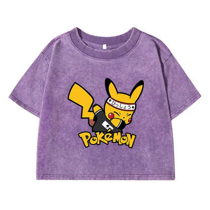 Japanese Anime Pikachu Woman T Shirts Summer American Retro Cotton Breathable Tee Shirt Fashion Casual Home Tshirt Short Sleeved