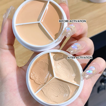 XIXI Pure Holding Makeup Three Color Concealer Spot Acne Print Repair Foundation Dark circles are not easy to stick powder