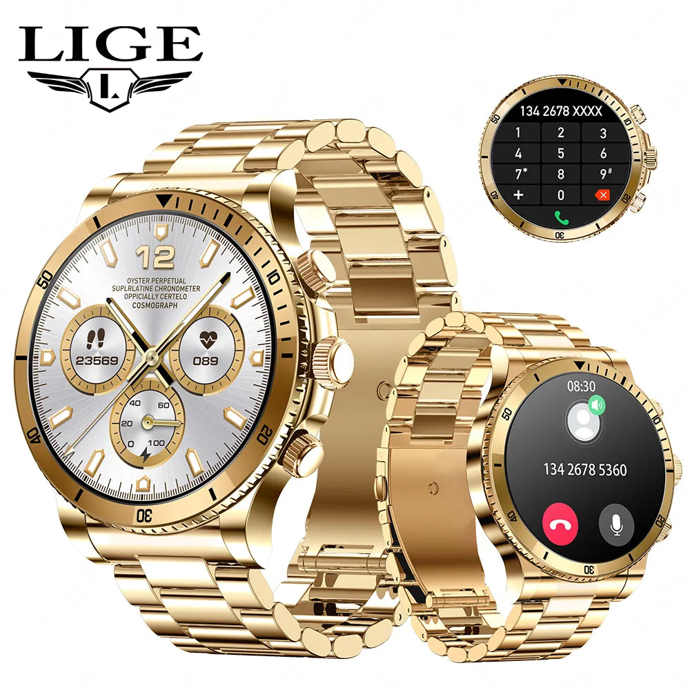 LIGE AI Voice Control Smart Watch Men Outdoor Sport Fitness Bracelet Bluetooth Call Heart Rate Blood Pressure Tracker Smartwatch - Tamnz