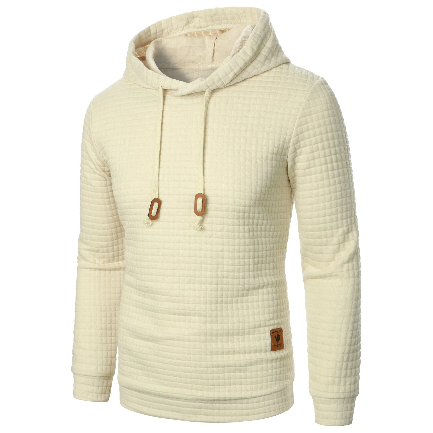 Autumn/Winter men's jacquard plaid hoodie long sleeve hoodie warm color hooded sweatshirt coat