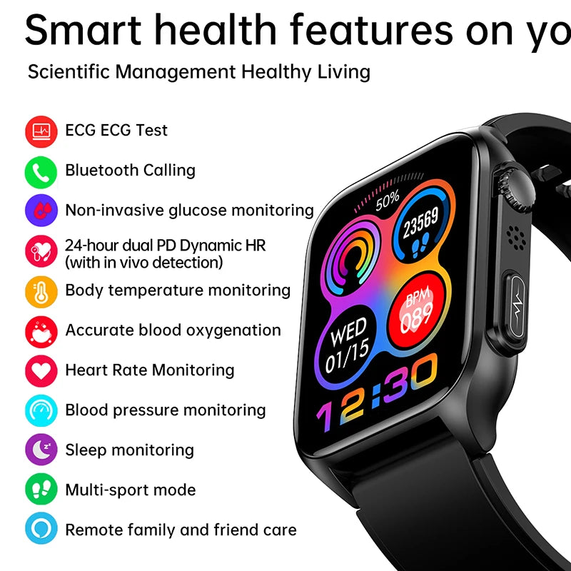 AI Voice Assistant Bluetooth Call Automatic Infrared Blood Oxygen Health Watch IP67 - Tamnz