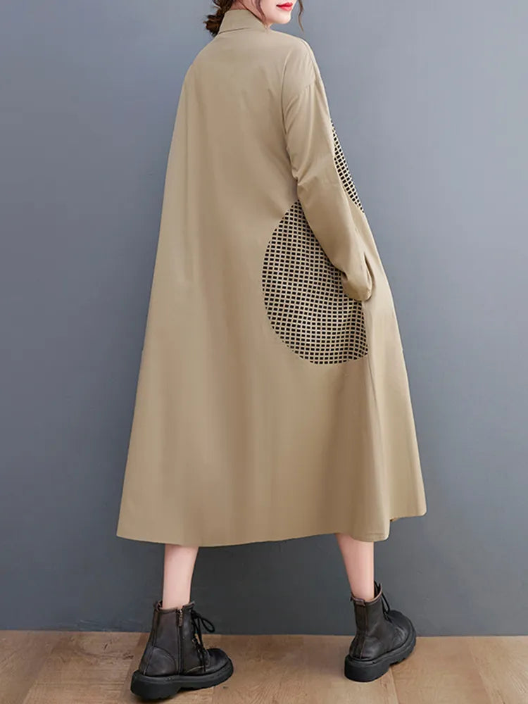 Long Sleeve Oversize Cotton Vintage Print Dresses For Women Loose Casual Shirt Dress Fashion Elegant Clothing Spring Autumn 2022 - TaMNz