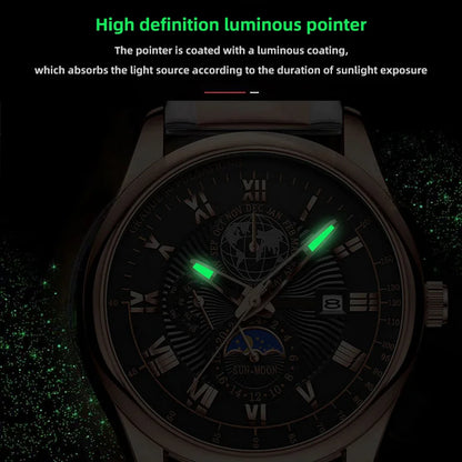 China Brand ACHENGY Men Watch Fashion Top Luxury Sport Men's Wristwatch Waterproof Luminous Leather Date Quartz Watches Manclock