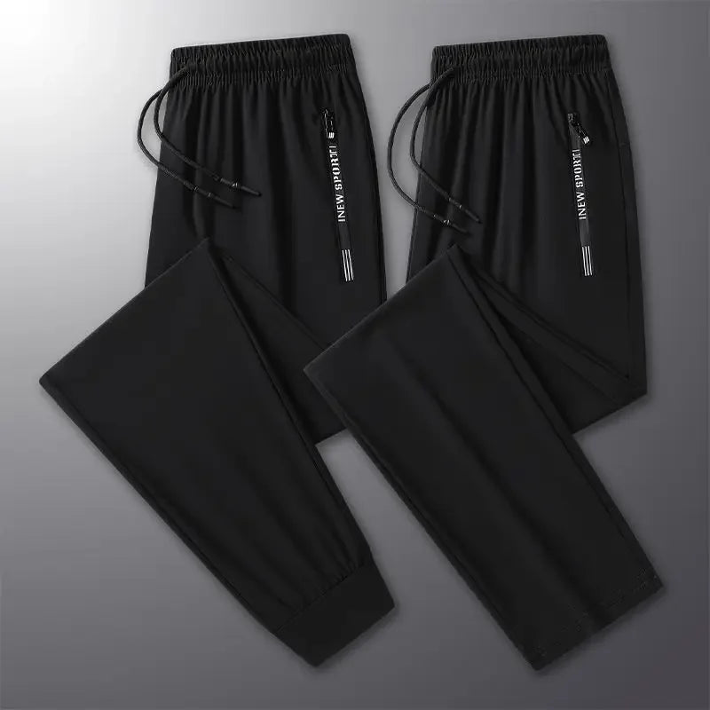 Ice Silk Pants Summer Men's Pants Thin Casual Loose Thin Plus Size Ice Silk Sweat Pants - TaMNz
