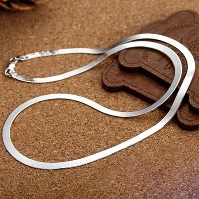 925 Sterling Silver fine 4MM Blade Chain Necklace for Women Men Luxury wedding party Jewelry  Holiday gifts