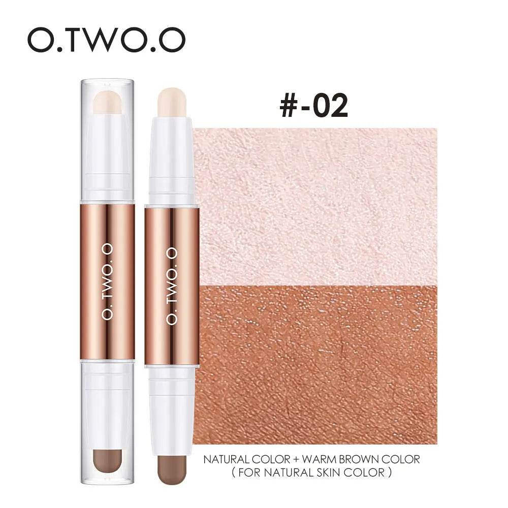 O.TWO.O Contour Stick Double Heads Contour Waterproof Matte Finish Highlighters Clavicle Shadow Pen Face 3D Highlight Concealer - Tamnz