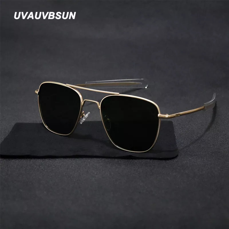 Vintage Double Beam Metal Frame Luxury Polarized Light Oval Pilot Sunglasses - TaMNz