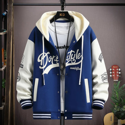 Trendy Hip Hop Hooded Baseball Uniform Unisex Lightweight Sportswear Jacket Men's Bomber Jackets Autumn Coat Letter Printed - TaMNz