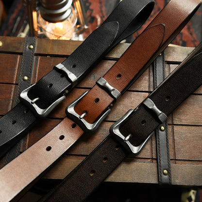 Handmade High-Quality Men's Leather Belt Personalized Pin Buckle Jeans Belt Retro Casual Top Cowhide Designer Men's Belt - TaMNz