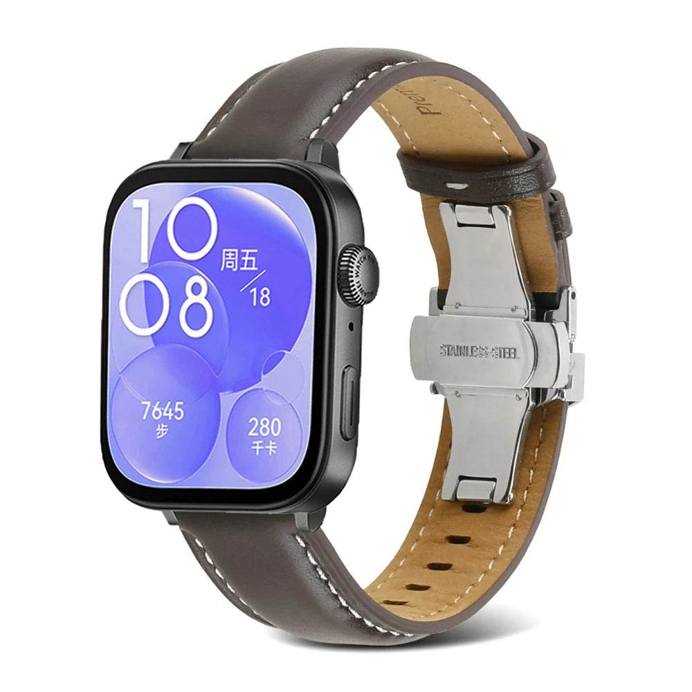 Leather Strap for Huawei Watch Fit 3 Smart Replaceable Wristband Belt for Huawei Watch Fit3 Business Casual Bracelet Accessories - Tamnz