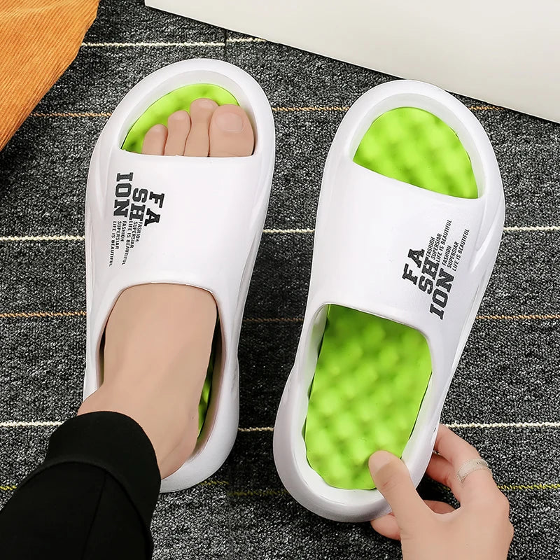 Massage Slippers Sides Indoor Outdoor Sandals Casual Shoes Soft Sole Flip-flops - TaMNz