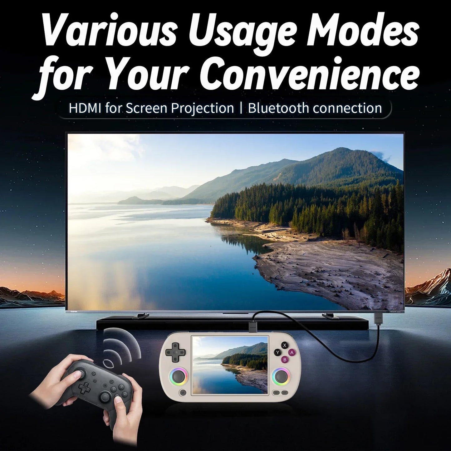 ANBERNIC RG40XX H Handheld Game Console 4'' Screen Linux System Joystick RGB Lighting Effect RG40XXH Video Player Smartpro Gifts