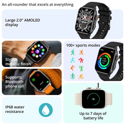 AMOLED Smartwatch Support AOD 100 Sports Modes IP68 Waterproof Smart Watch Unisex Ultra Series 8 - TaMNz