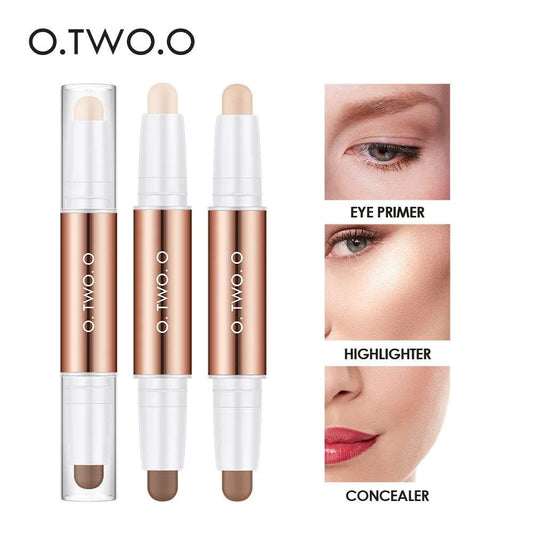 O.TWO.O Contour Stick Double Heads Contour Waterproof Matte Finish Highlighters Clavicle Shadow Pen Face 3D Highlight Concealer - Tamnz